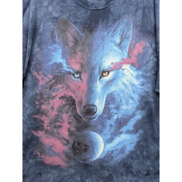 The Mountain Shirt Mens 2XL Wolf Moon Space Short Sleeve Colorful Tie Dye Blue - Picture 5 of 12